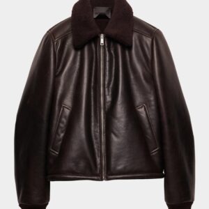 Herren Aviator Lederjacke mit Lammfellkragen