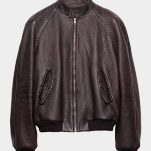 Prada Herren Leder Bomberjacke Dunkelbraun