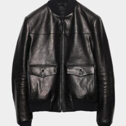 Herren Bomberjacke aus Leder Schwarz