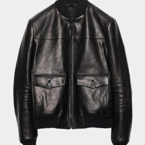 Herren Bomberjacke aus Leder Schwarz