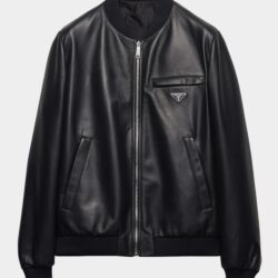 Prada Herren Nappa Leder Bomberjacke Schwarz