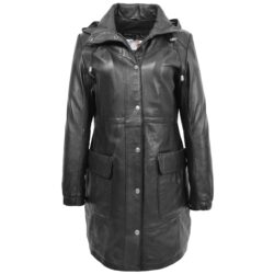 Damen Dufflecoat aus Leder – Kyra Schwarz