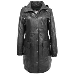 Damen Dufflecoat aus Leder – Kyra Schwarz