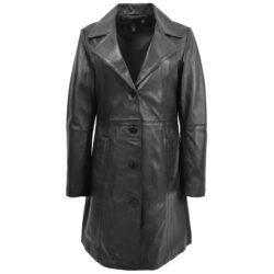 Macey Damen Leder-Mantel Schwarz