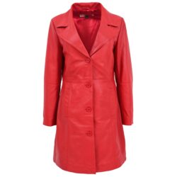 Damen Dreiviertel-Mantel Macey aus Leder in Rot