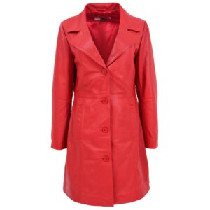 Damen Dreiviertel-Mantel Macey aus Leder in Rot