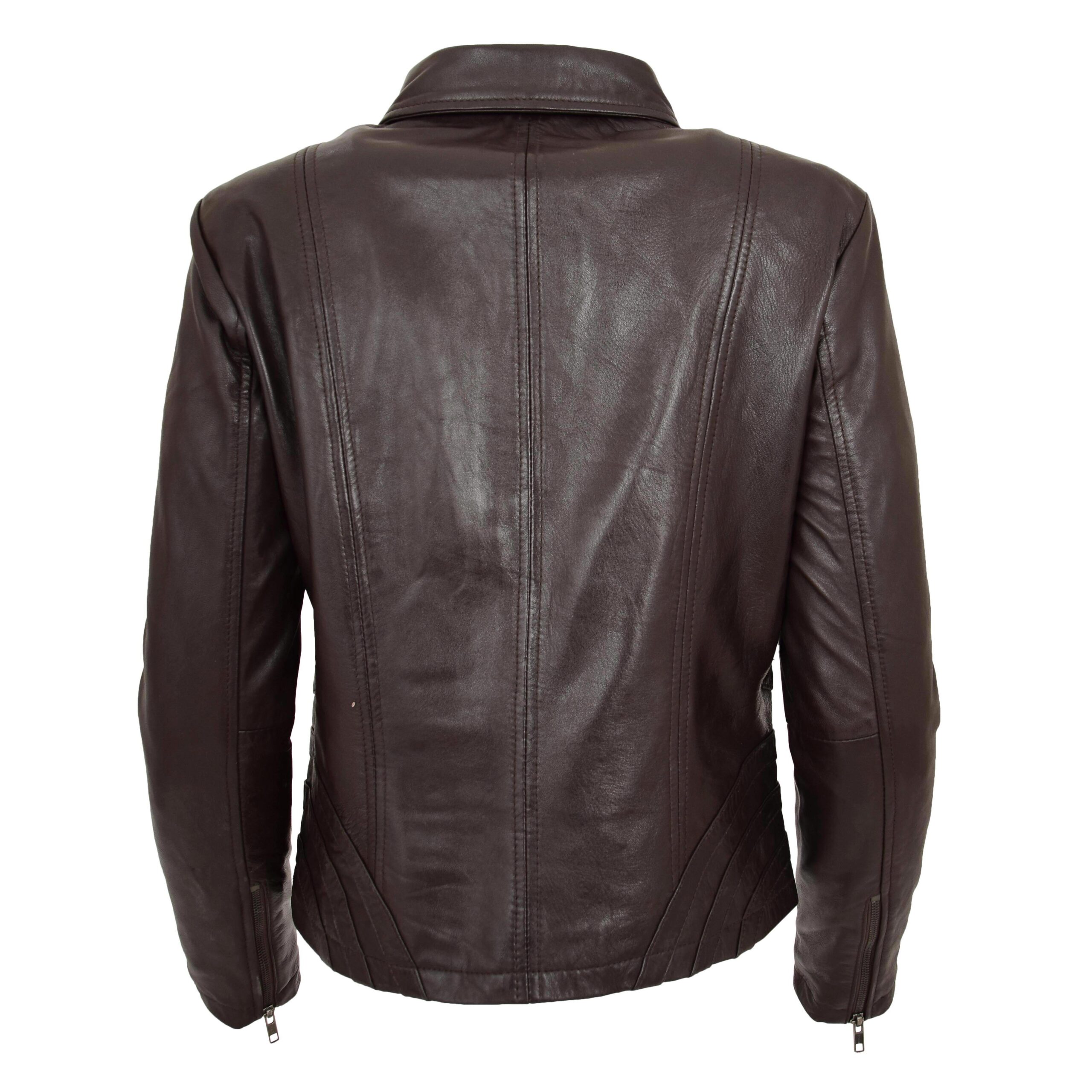 Klassische Damen Bikerjacke in Nova Braun - Image 2
