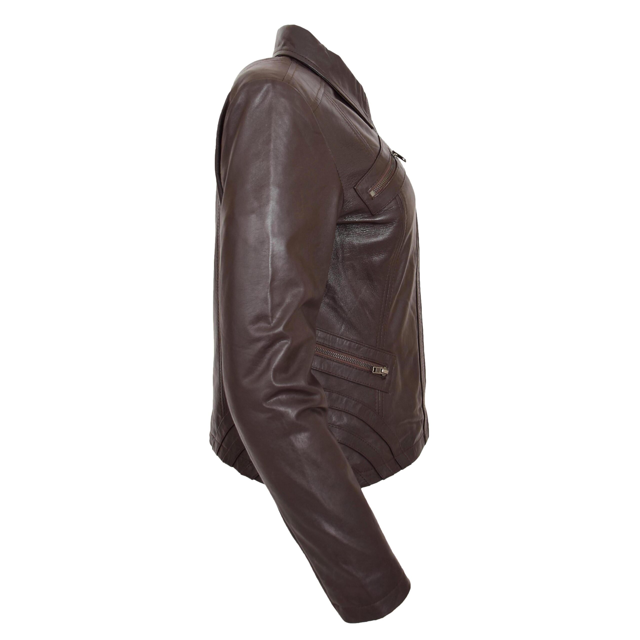 Klassische Damen Bikerjacke in Nova Braun - Image 6