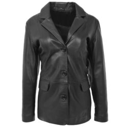 Klassischer Damen Lederblazer Janet Schwarz