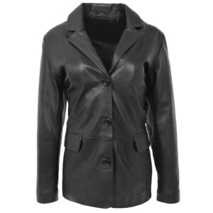 Klassischer Damen Lederblazer Janet Schwarz