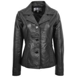 Damen Lederblazer Ruth Klassisch Schwarz
