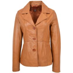 Klassischer Damen Lederblazer in Tan