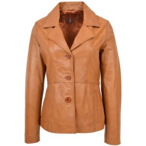 Klassischer Damen Lederblazer in Tan