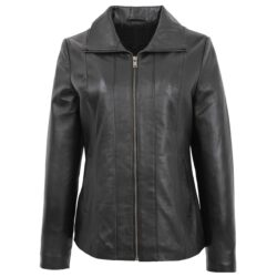 Julia Damen Lederjacke Schwarz Klassisch