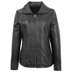 Julia Damen Lederjacke Schwarz Klassisch