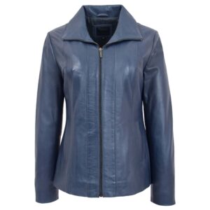Damen Lederjacke Julia Blau Klassisch