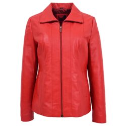 Julia Damen Lederjacke Rot Klassisch