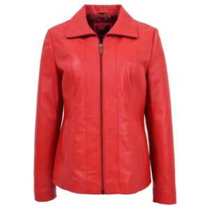 Julia Damen Lederjacke Rot Klassisch