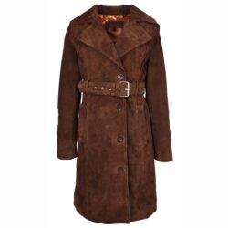 Eleganter Damen Ledermantel aus schwarzem Echtleder von Rovanzi