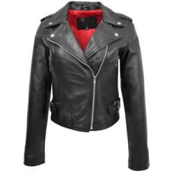 Damen Bikerjacke Emma in Schwarz mit Reißverschluss