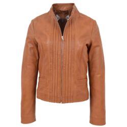 Damen Lederjacke Stehkragen Ivy Tan