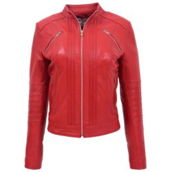 Damen Bikerjacke Alice in Rot – Klassischer Lederstil
