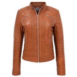 Damen Biker-Lederjacke Alice in Tan