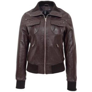 Damen Bomberjacke Klassisch Braun