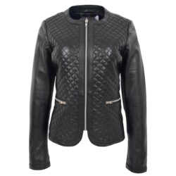 Damen Lederjacke Joan in Schwarz mit Steppdesign