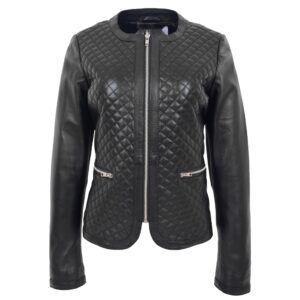 Damen Lederjacke Joan in Schwarz mit Steppdesign