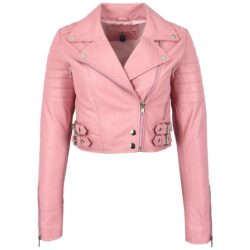 Damen Bikerjacke Cropped Hellrosa