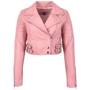 Damen Bikerjacke Cropped Hellrosa