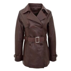 Damen Leder-Trenchcoat Zweireihig Sienna Braun