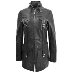 Kendall Damen Lederjacke Biker-Stil Schwarz