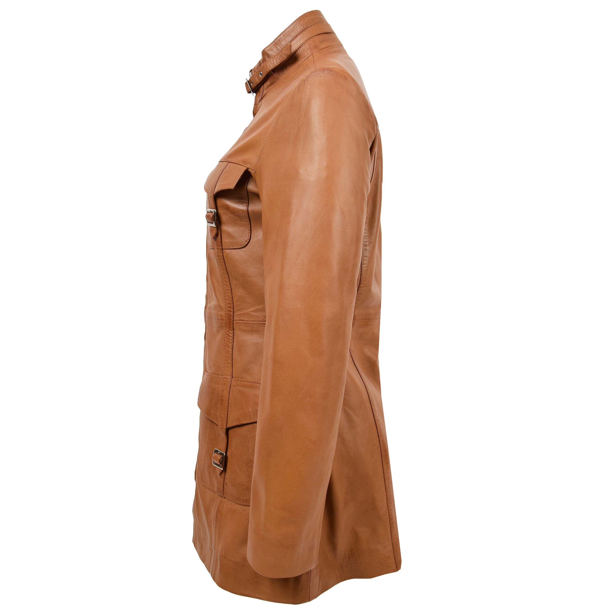 Kendall Lederjacke für Damen in Tan mit Doppel-Reißverschluss - Image 5