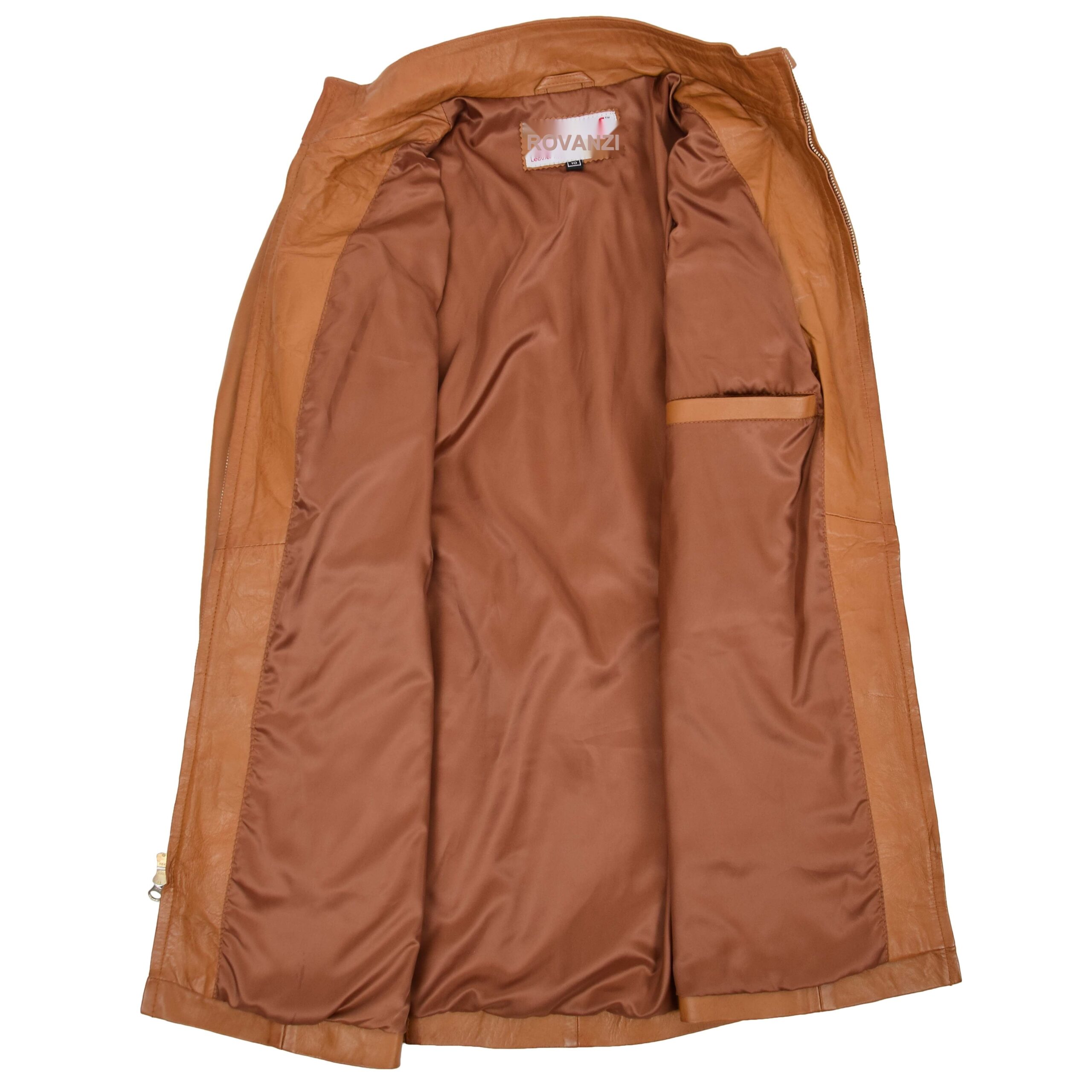 Kendall Lederjacke für Damen in Tan mit Doppel-Reißverschluss - Image 6