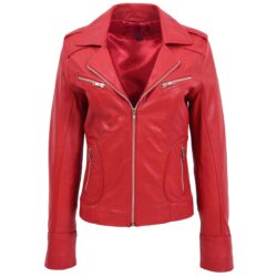 Damen Bikerjacke Kim in Rot – Figurbetonter Schnitt