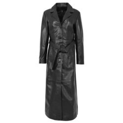 Rovanzi Damen Leder-Mantel Gabbie in Schwarz – eleganter Ledermantel aus hochwertigem Leder