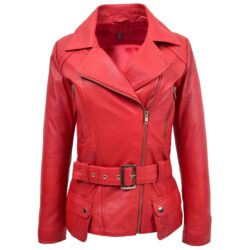 Celia Damen Leder Bikerjacke in Rot