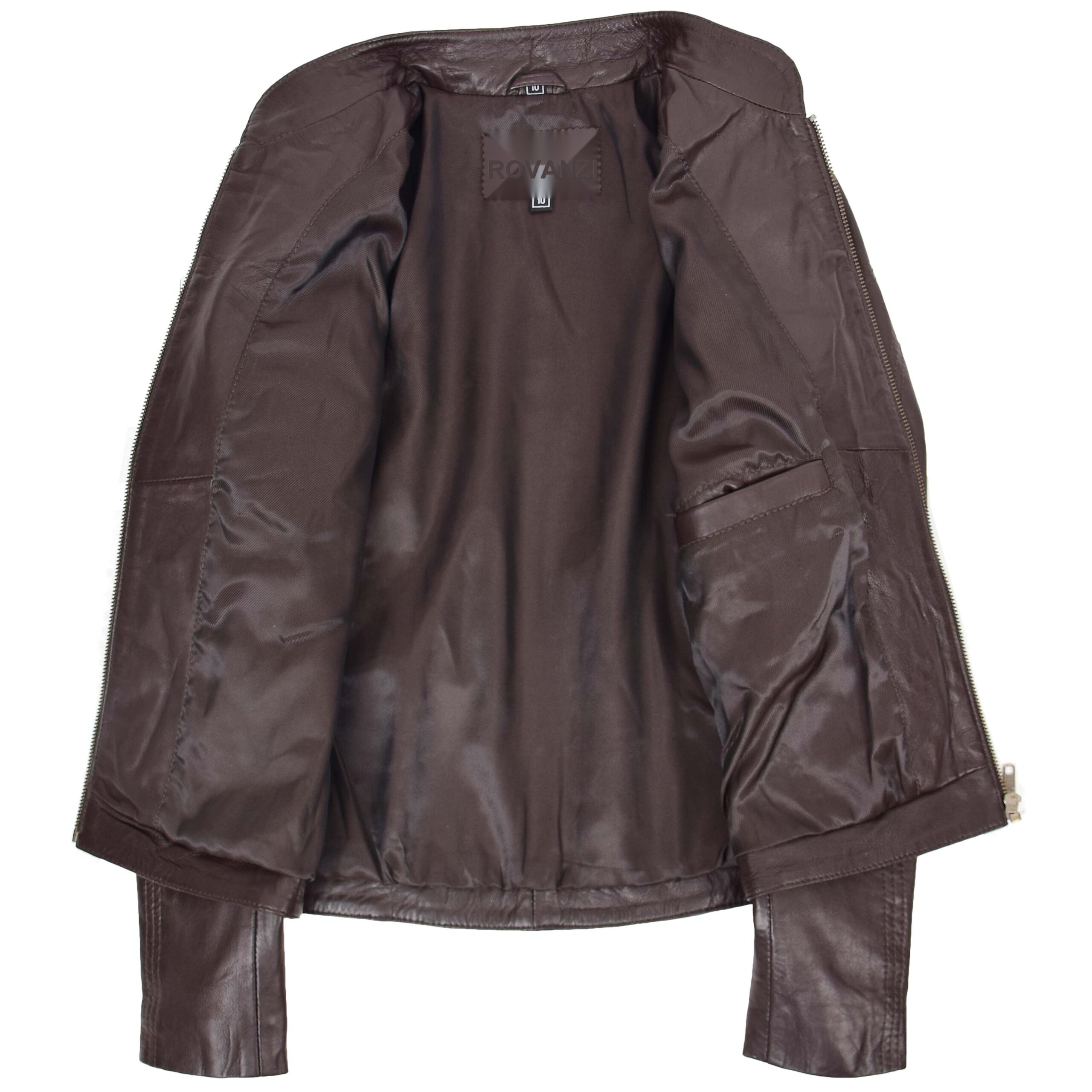 Damen Lederjacke Becky Stehkragen Braun - Image 6