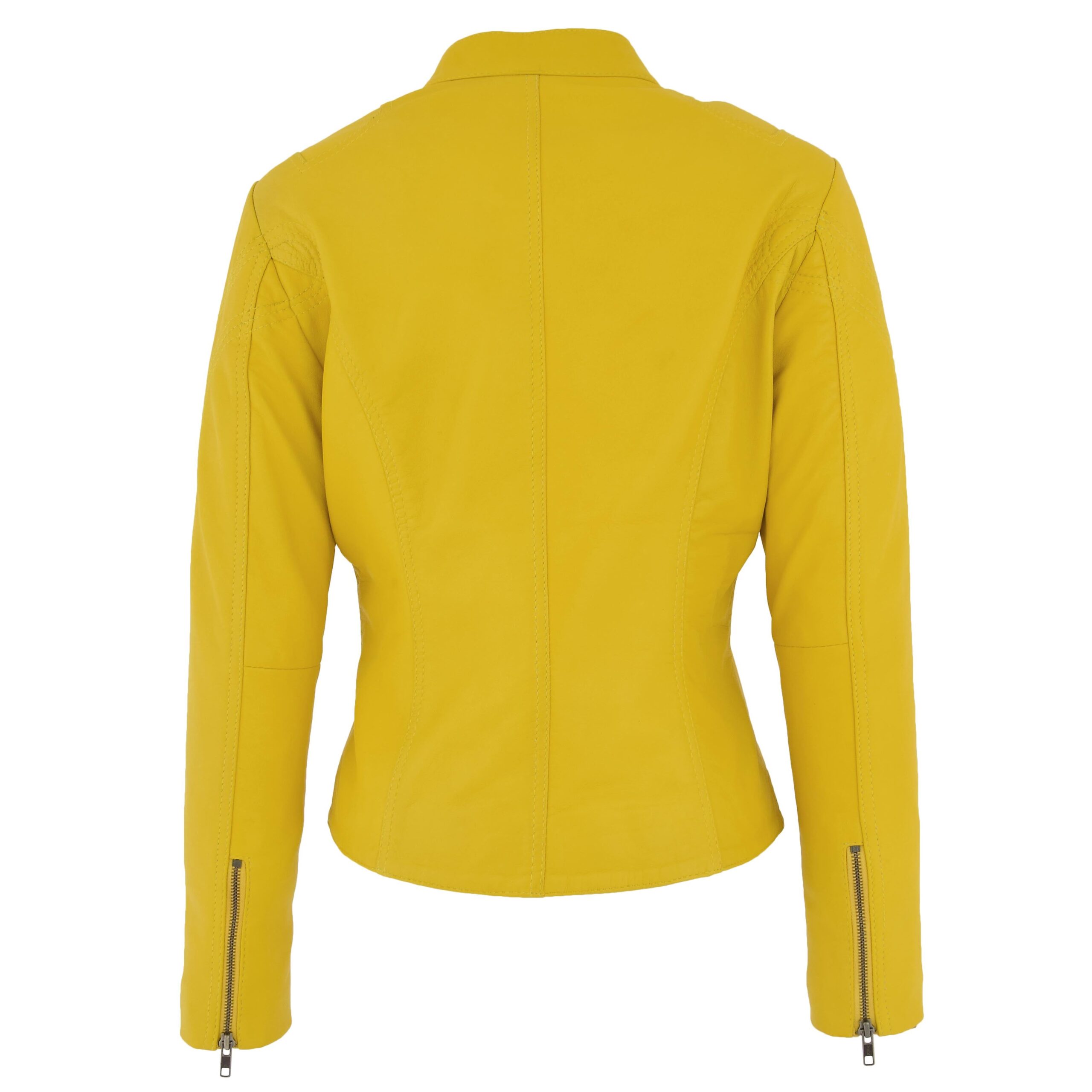 Becky Damen Lederjacke mit Stehkragen in Gelb - Image 2