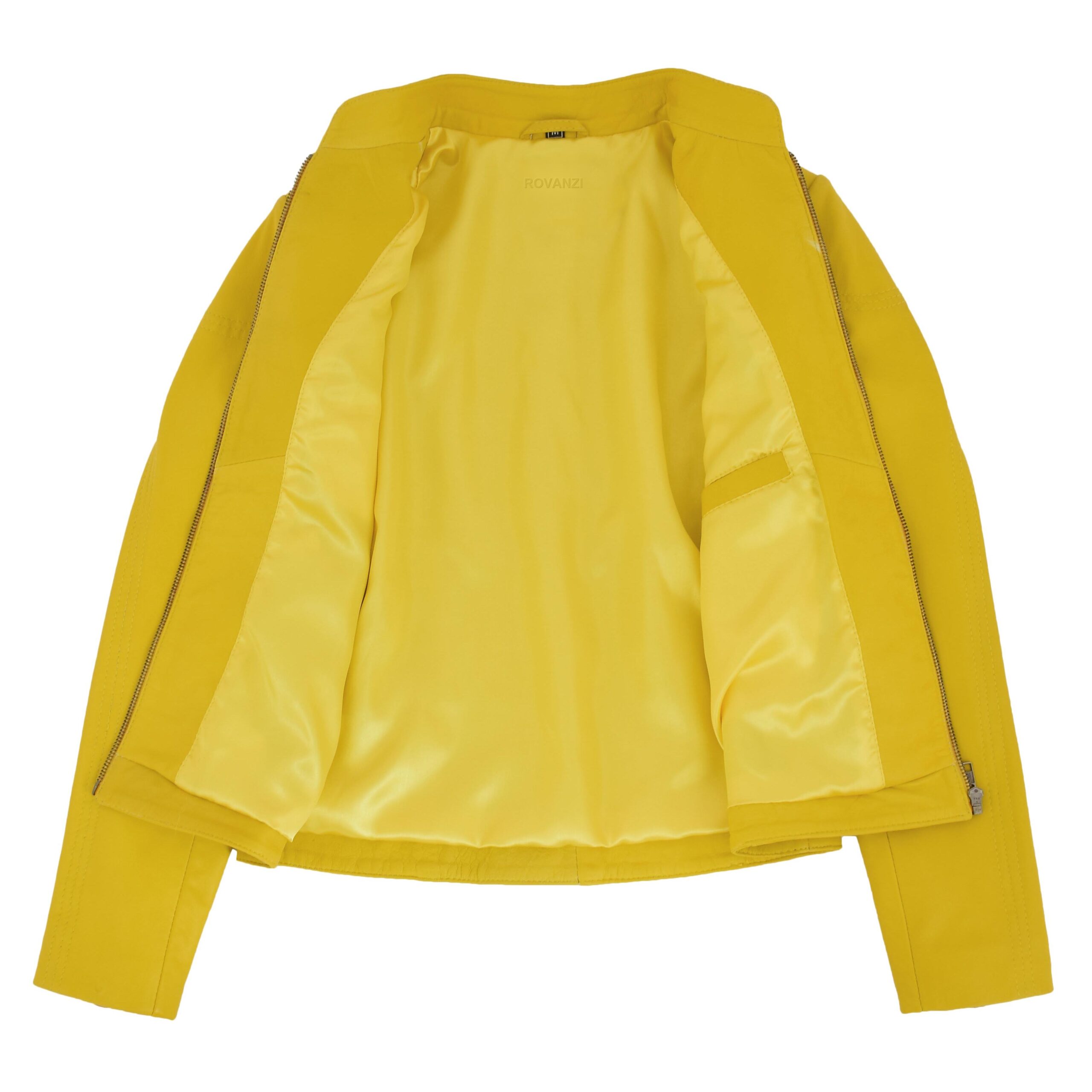 Becky Damen Lederjacke mit Stehkragen in Gelb - Image 6