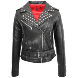 Damen Bikerjacke Salma Schwarz mit Nieten