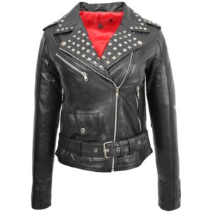 Damen Bikerjacke Salma Schwarz mit Nieten