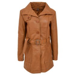 Shania Damen Ledermantel mit Gürtel in Tan