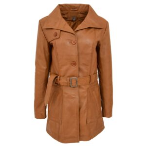 Shania Damen Ledermantel mit Gürtel in Tan
