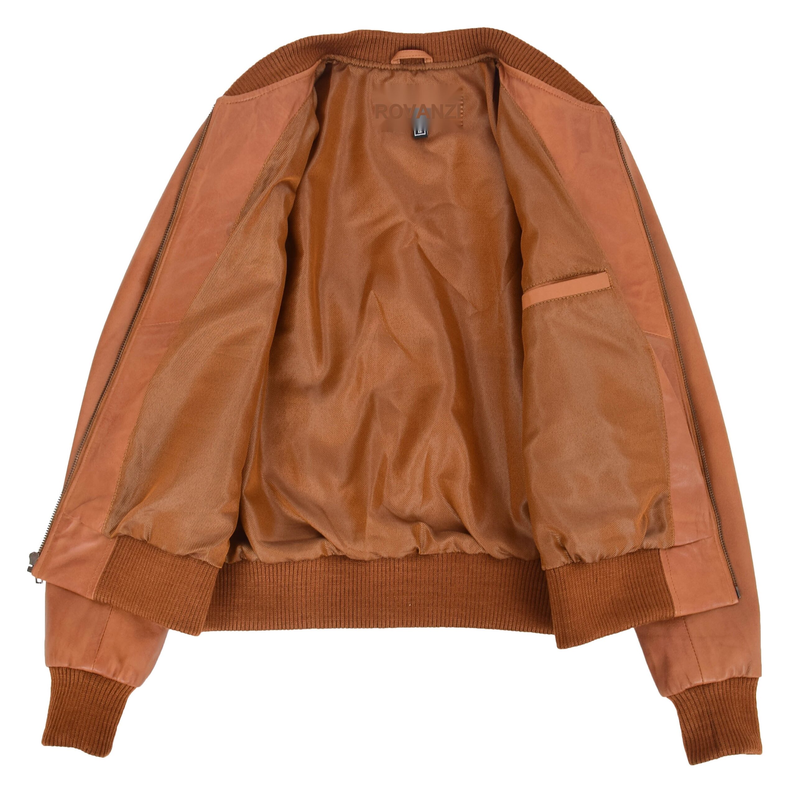 Damen Leder Bomberjacke Sally Tan Gesteppt - Image 7