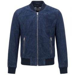 Damen Veloursleder Bomberjacke Faye Blau