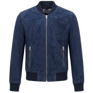 Damen Veloursleder Bomberjacke Faye Blau
