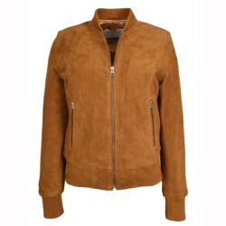 Faye Damen Wildleder Bomberjacke in Cognac